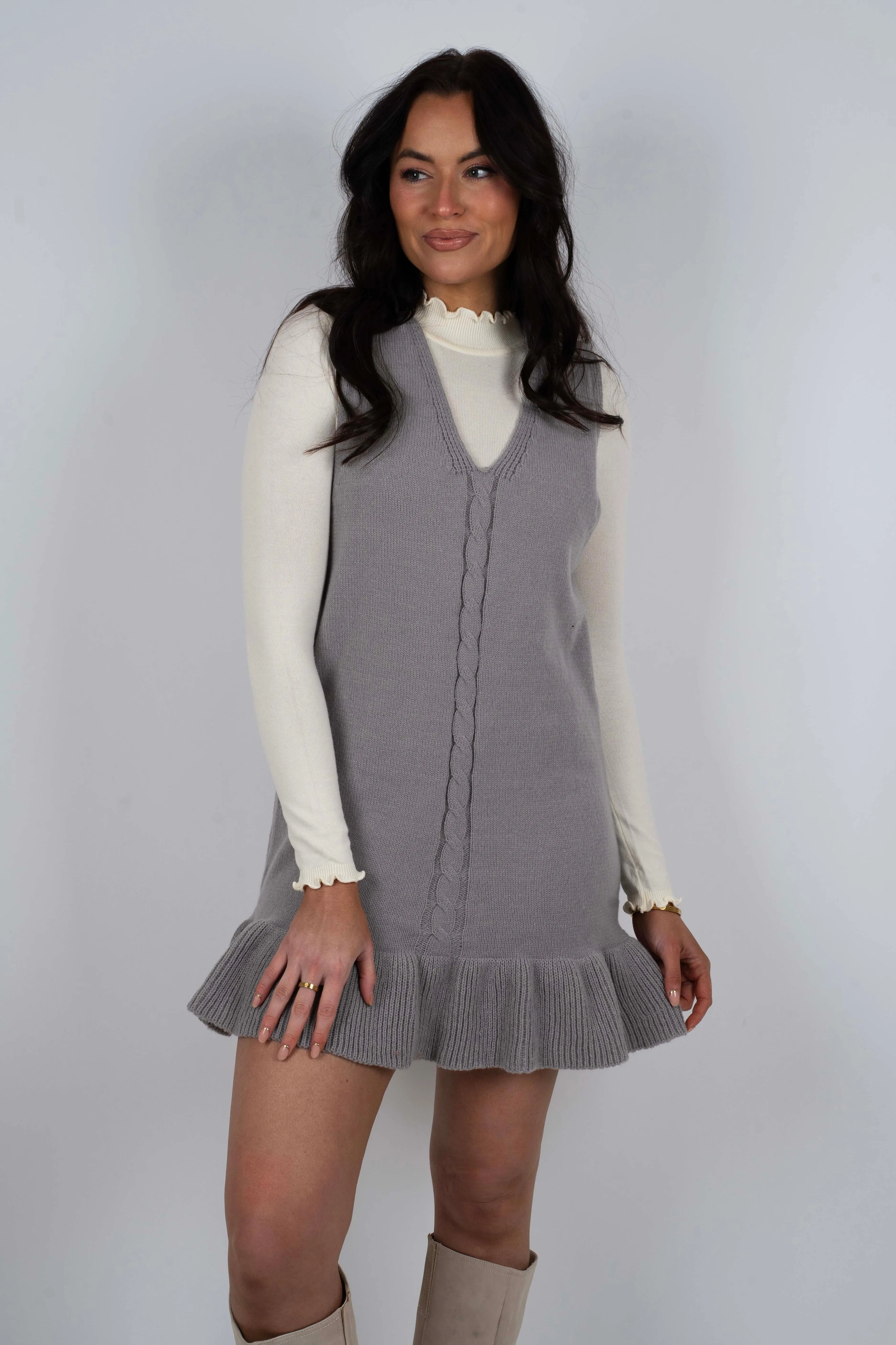 It Is Your Time Sweater Dress (Grey)