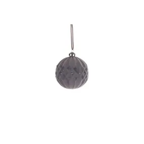 Jingles 10cm Soft Grey Textured Glass Bauble
