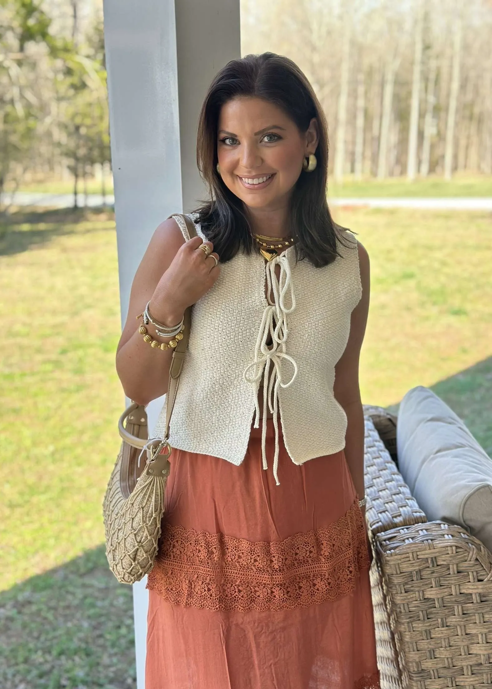 Kat Knitted Tie Front Cardigan - Cream