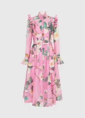 Katrina Butterfly Sleeve Midi Dress - Camelia Print