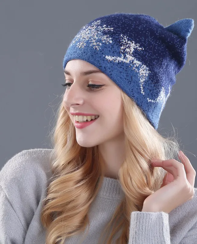Kitty Rabbit fur wool beanie