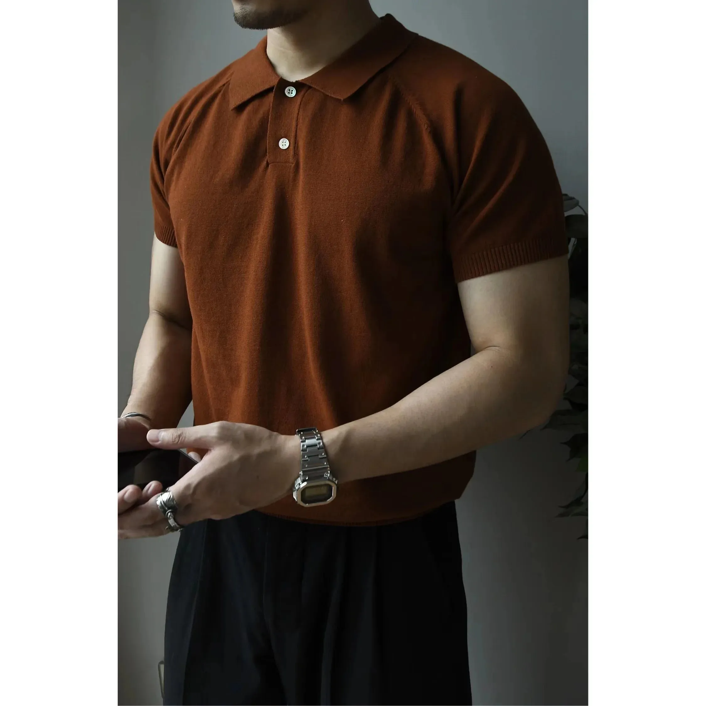 Knit Polo Shirt for Men - Pure Cotton - Regular Fit - Smart Business Shirt