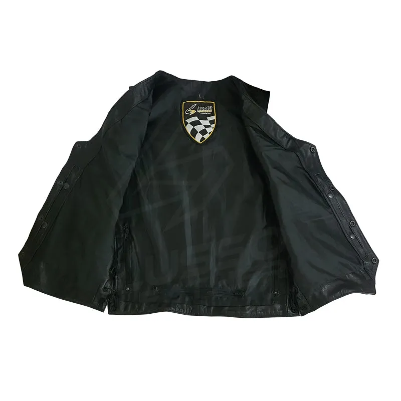 Laced Unisex Motorcycle leather vest with adjustable side laces