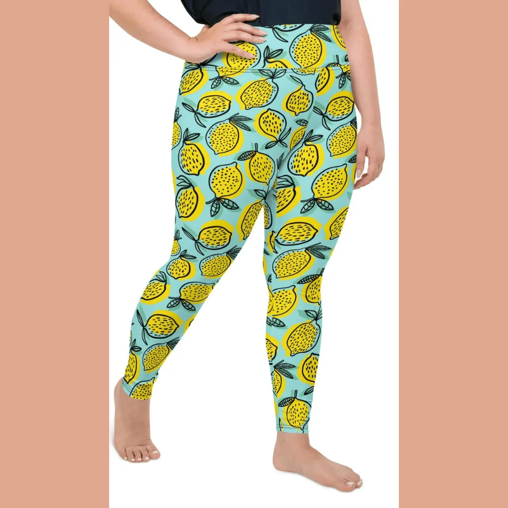 Lemon Pattern Plus Size Leggings