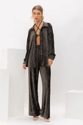Lillee Crinkled Velvet Oversized Top