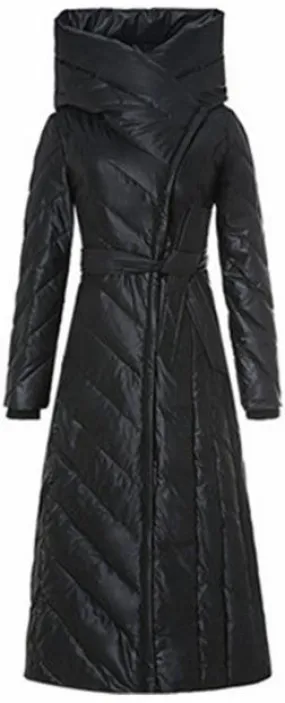 Long Paneled Puffer Down Coat