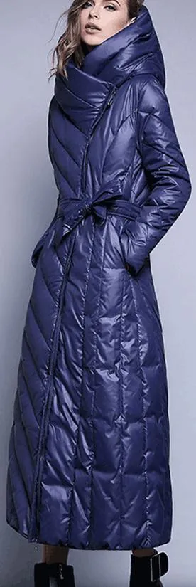 Long Paneled Puffer Down Coat