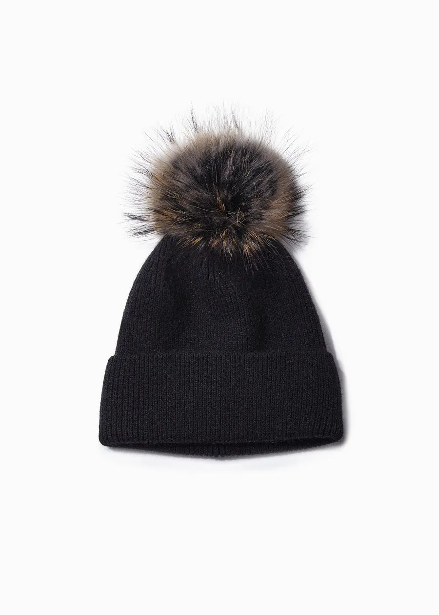 Look By M Basic Ribbed Knit Pom Pom Beanie MH2465