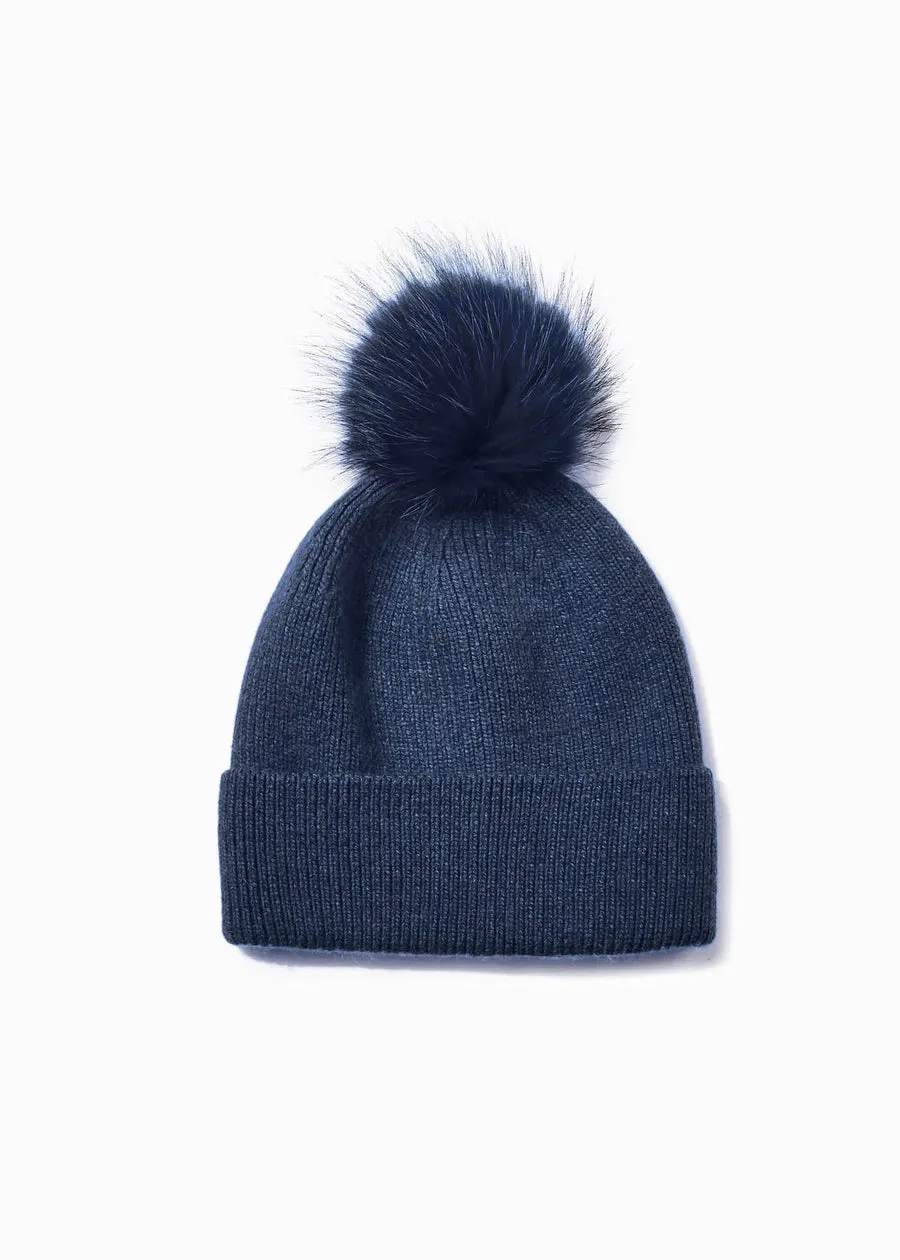 Look By M Basic Ribbed Knit Pom Pom Beanie MH2465