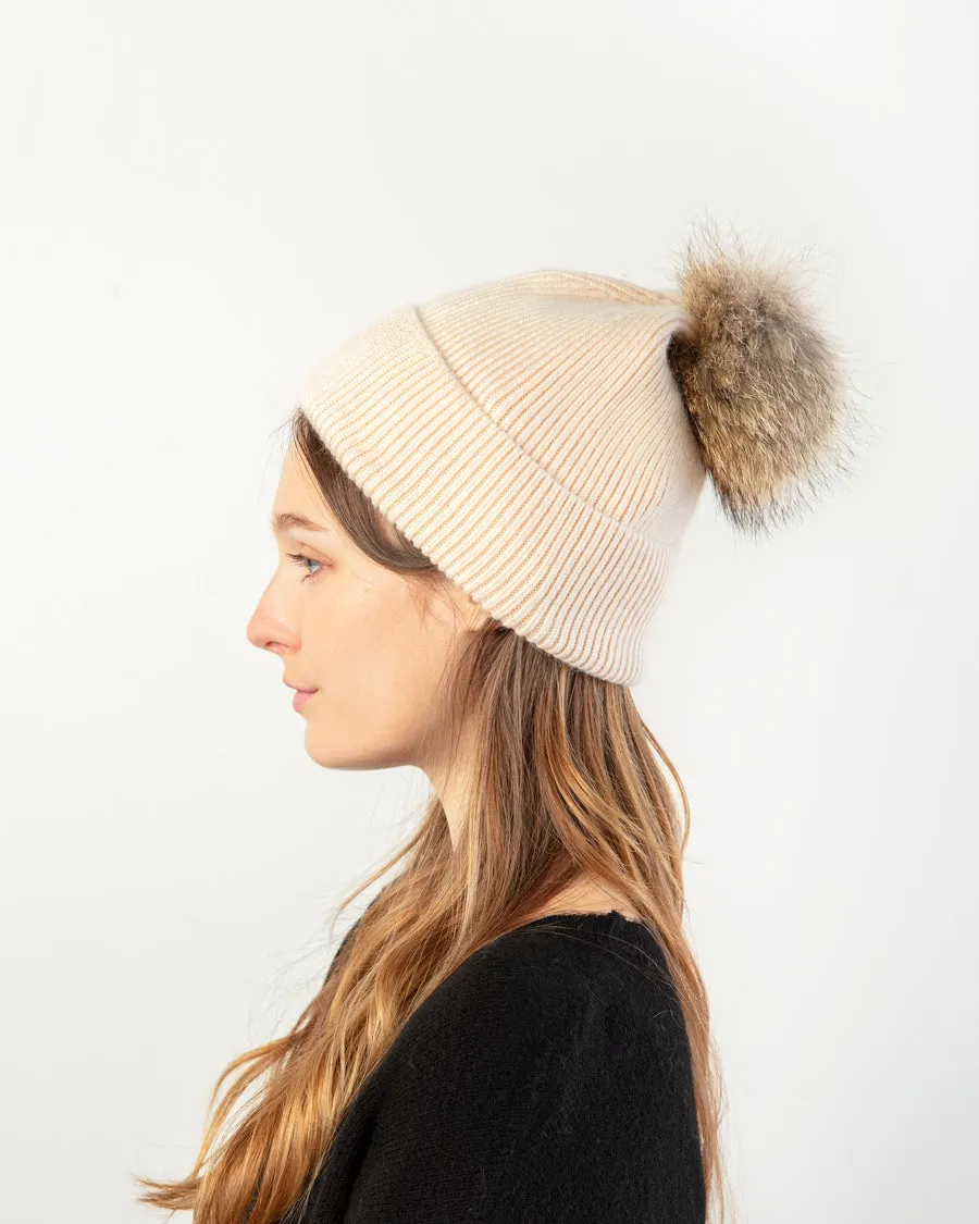 Look By M Basic Ribbed Knit Pom Pom Beanie MH2465