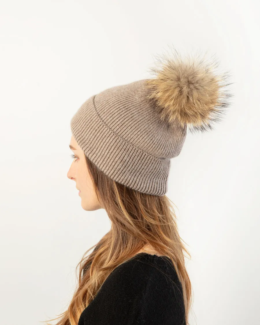 Look By M Basic Ribbed Knit Pom Pom Beanie MH2465