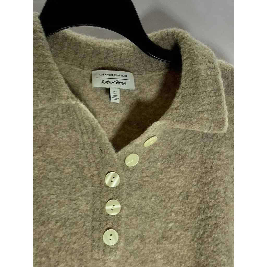LOS ANGELES ATELIER & OTHER STORIES Women's Tan Alpaca Short Sleeve Knit Top SZS
