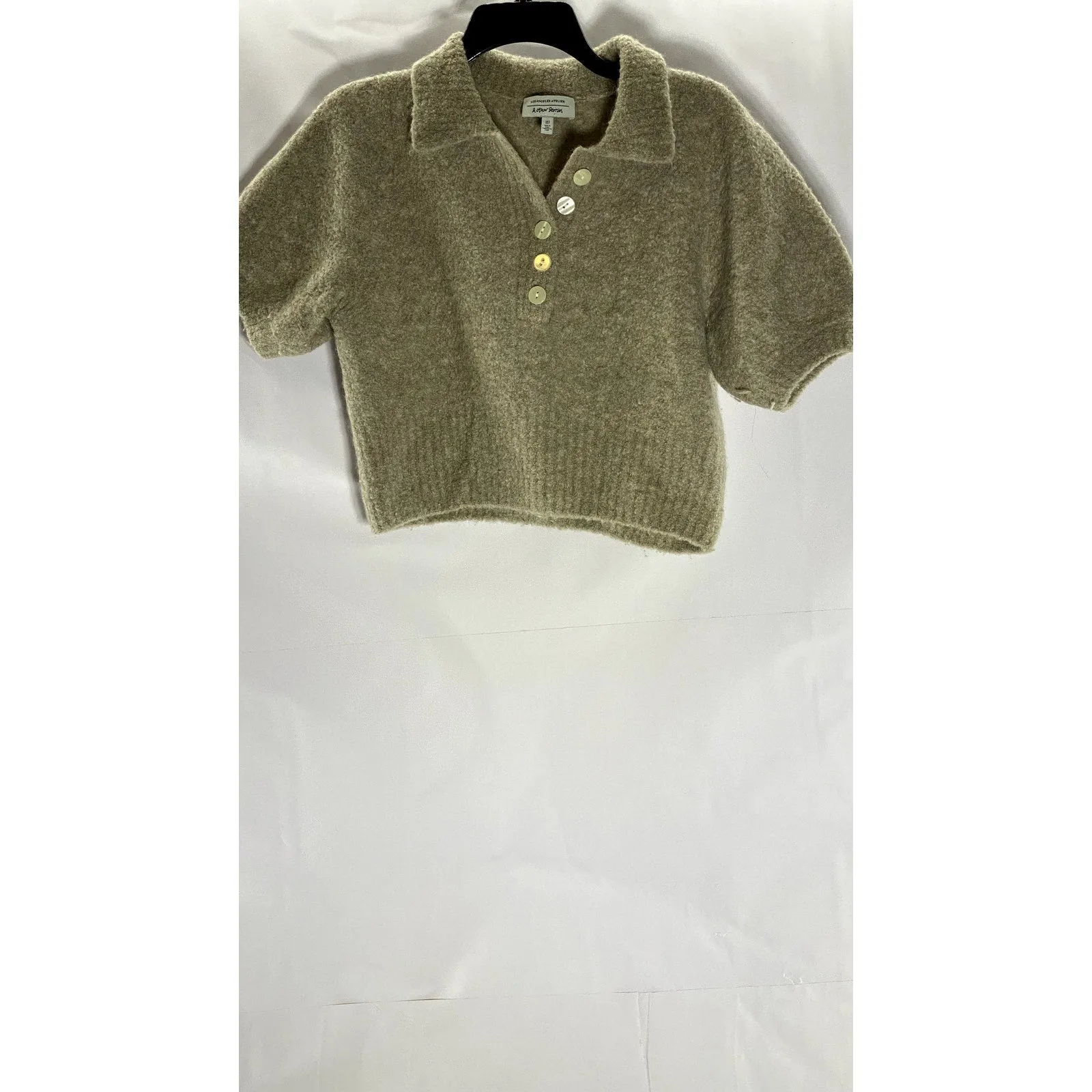LOS ANGELES ATELIER & OTHER STORIES Women's Tan Alpaca Short Sleeve Knit Top SZS