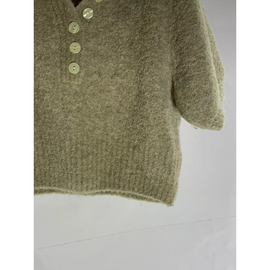 LOS ANGELES ATELIER & OTHER STORIES Women's Tan Alpaca Short Sleeve Knit Top SZS