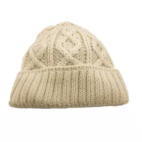 Made in Ireland Merino Wool Cable Knit Toque in Natural