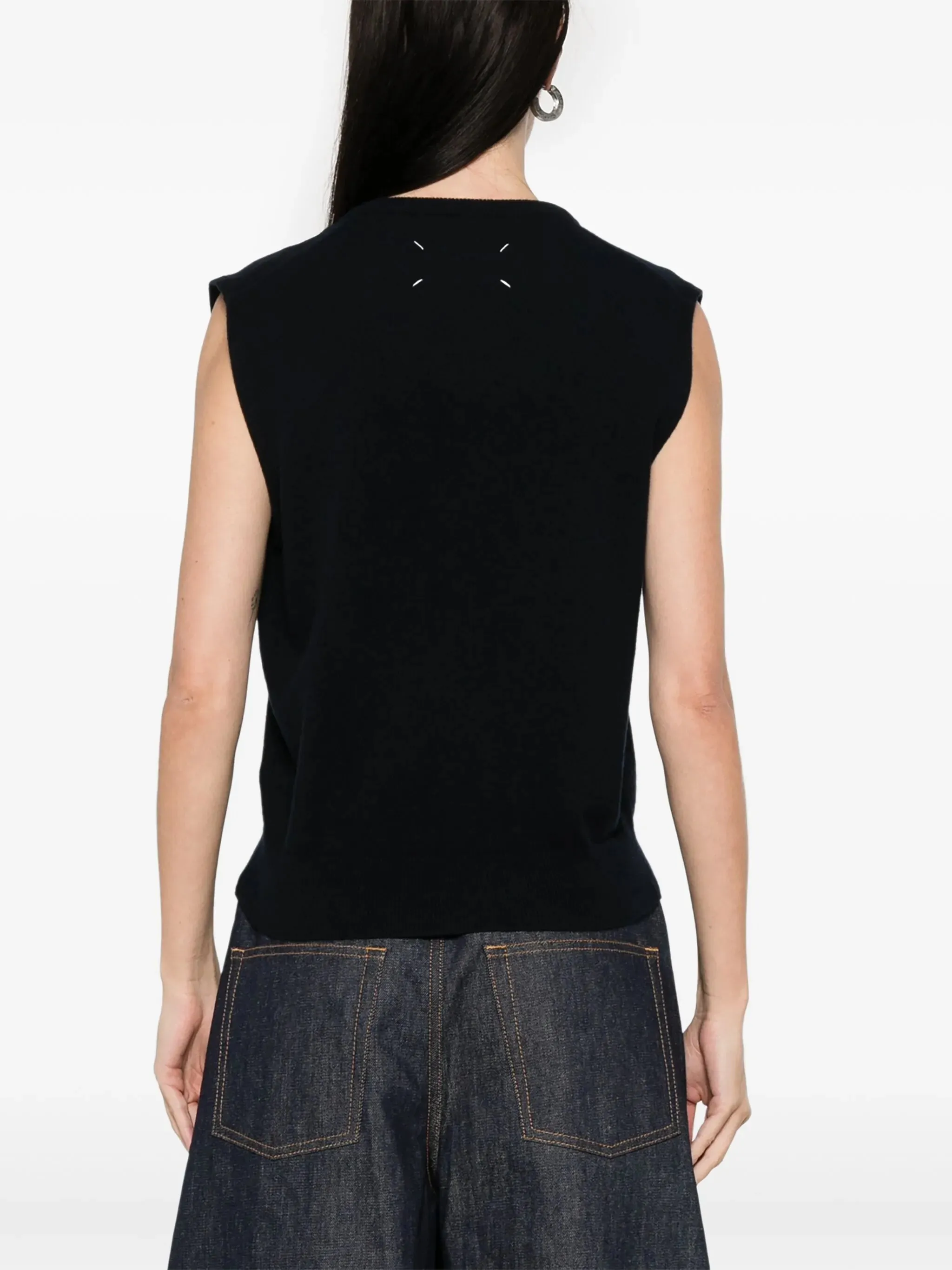 Maison Margiela Knitted V-Neck Vest Navy
