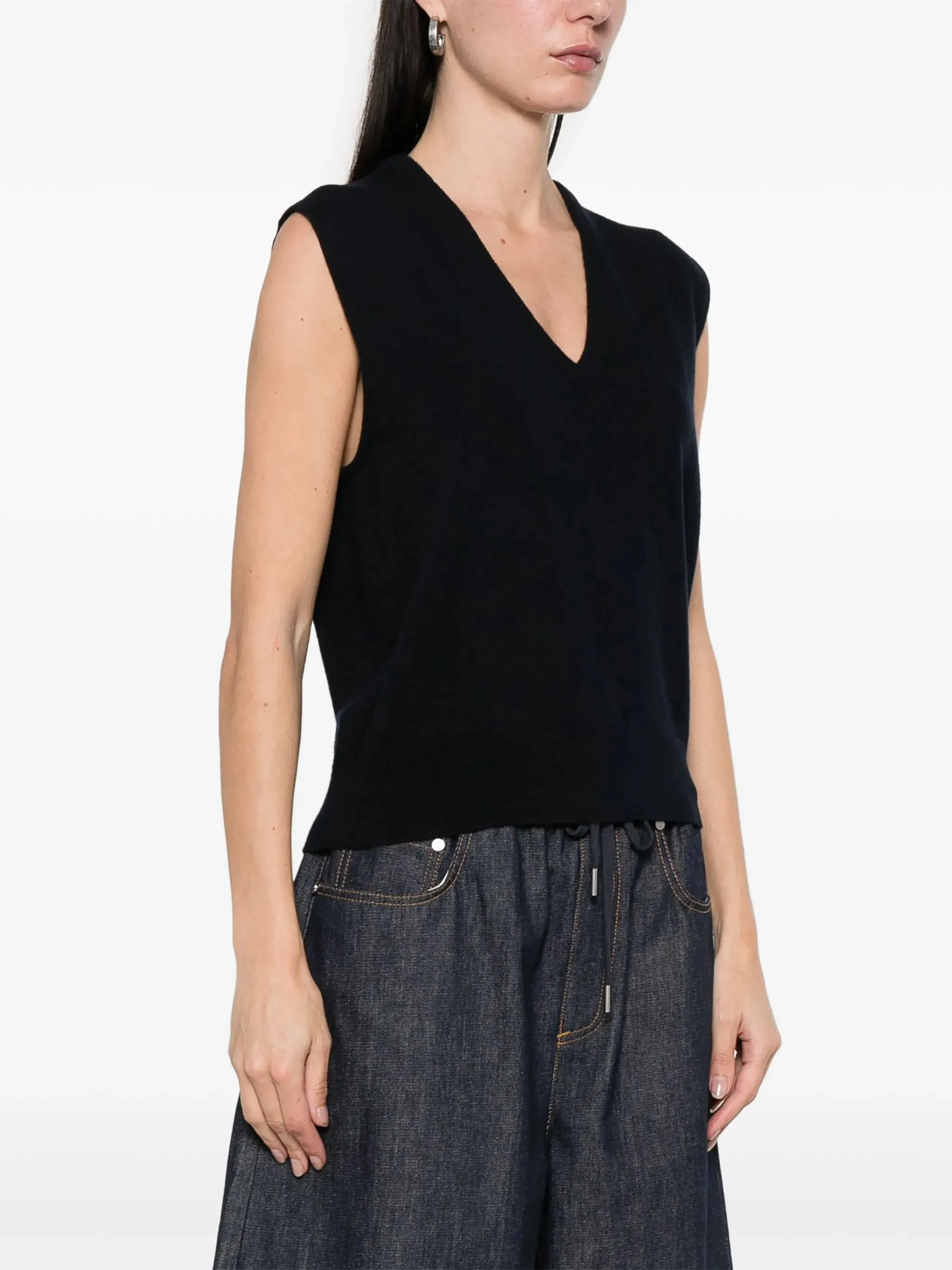 Maison Margiela Knitted V-Neck Vest Navy