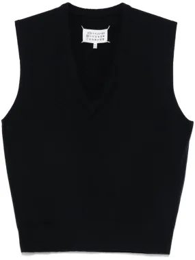 Maison Margiela Knitted V-Neck Vest Navy
