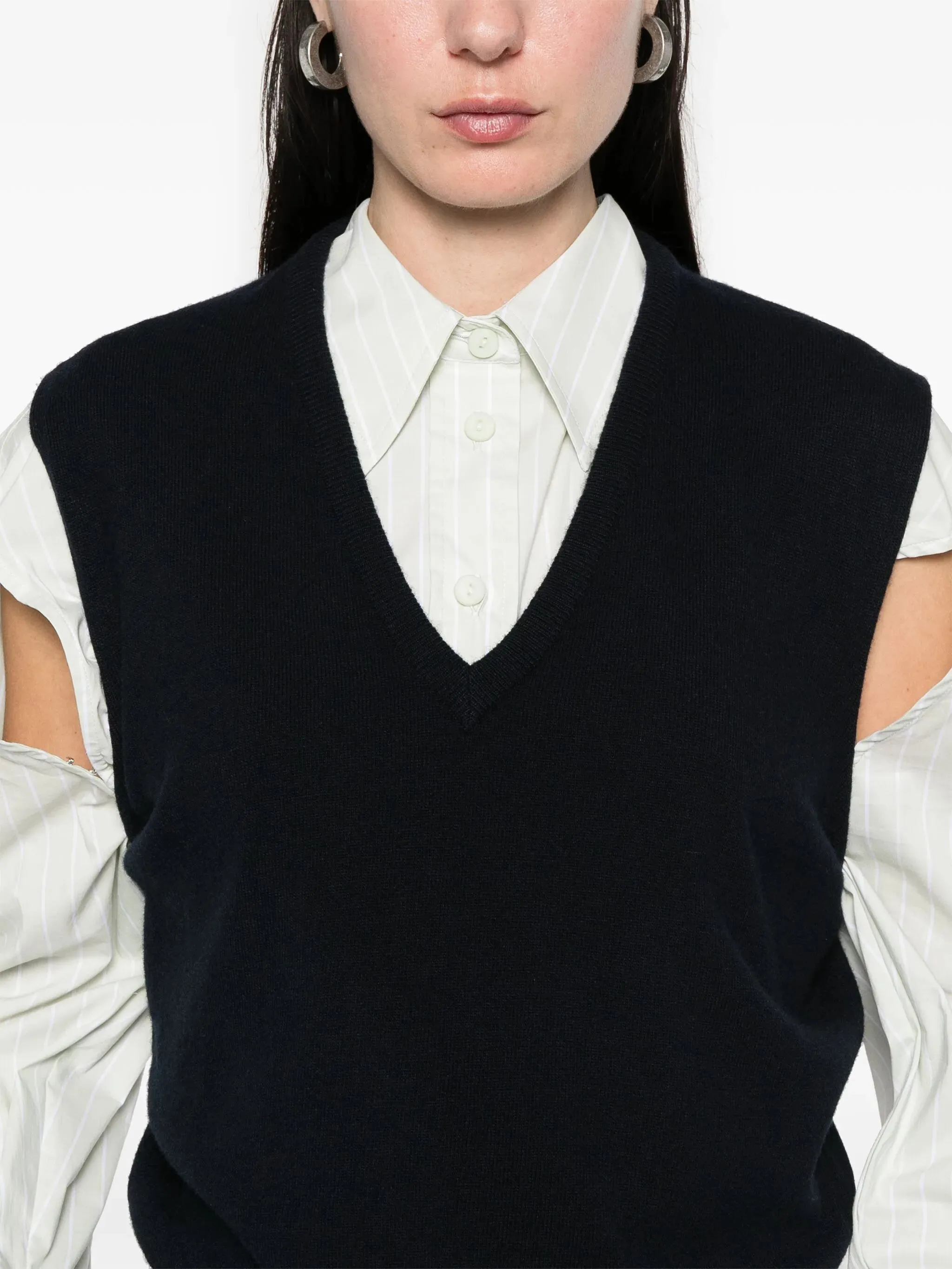 Maison Margiela Knitted V-Neck Vest Navy