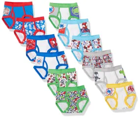 Marvel Superhero & Spiderman Count Down Box of 12Pk 100% Cotton Briefs with Potty Training Chart & Stickers, Spidyfriends12pkbox, 4T