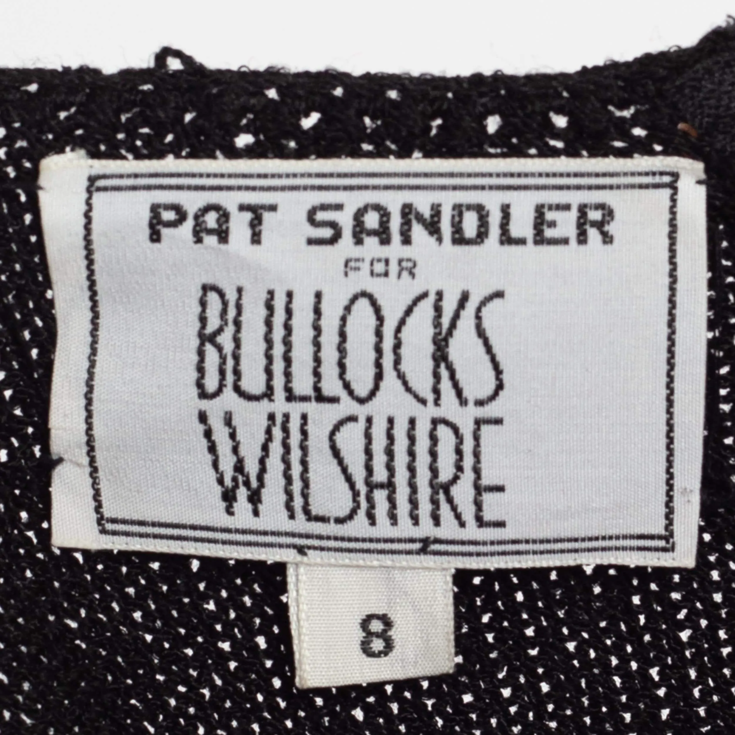 Medium 80s Pat Sandler Black Beaded Knit Midi Dress Size 8