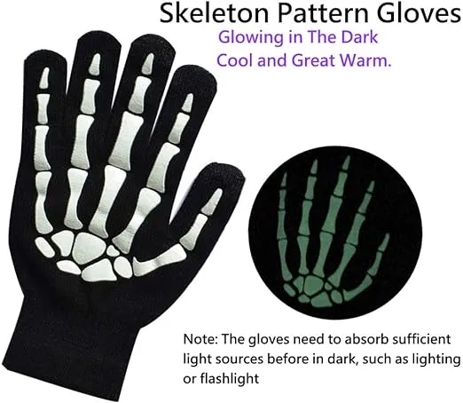 MELOP Full Face Skeleton Skull Ghost Halloween Balaclava Face Mask for Cosplay Costume Cycling Outdoor Sport With Skeleton Pattern Gloves