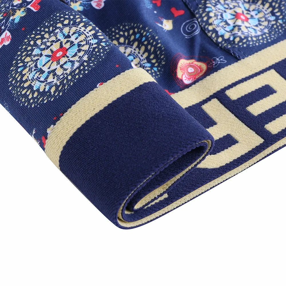 Men's Breathable Cotton Boxer Briefs with U-Convex Pouch and Printed Design
