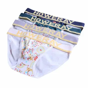 Men's Breathable Cotton Boxer Briefs with U-Convex Pouch and Printed Design