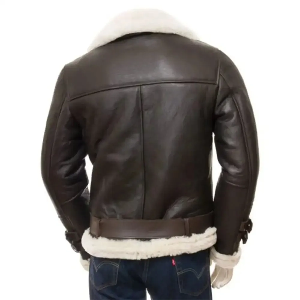 Men's Cross Zip Aviator Faux Shearling Leather Jacket – Stylish & Warm