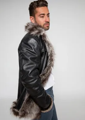 Men'S Jayden Shearling Faux Fur Leather Jacket