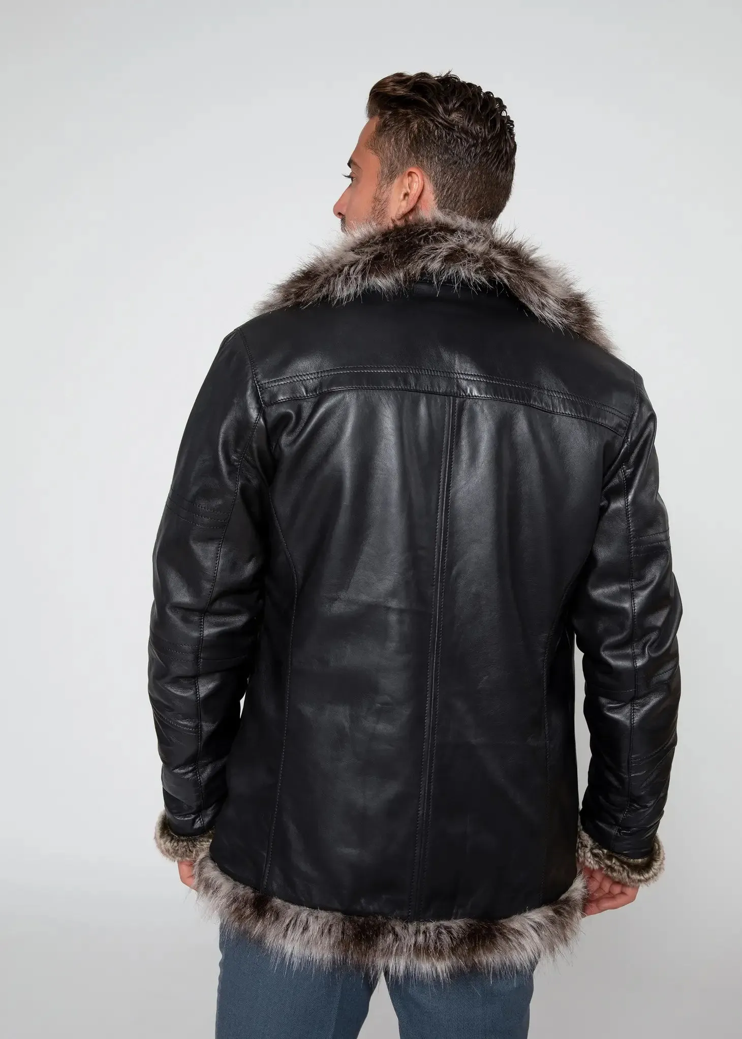 Men'S Jayden Shearling Faux Fur Leather Jacket