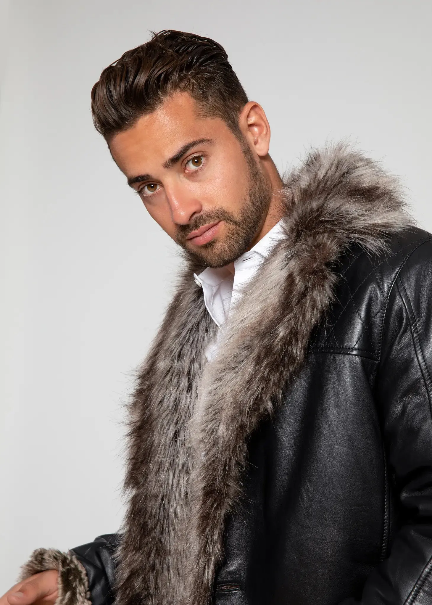 Men'S Jayden Shearling Faux Fur Leather Jacket