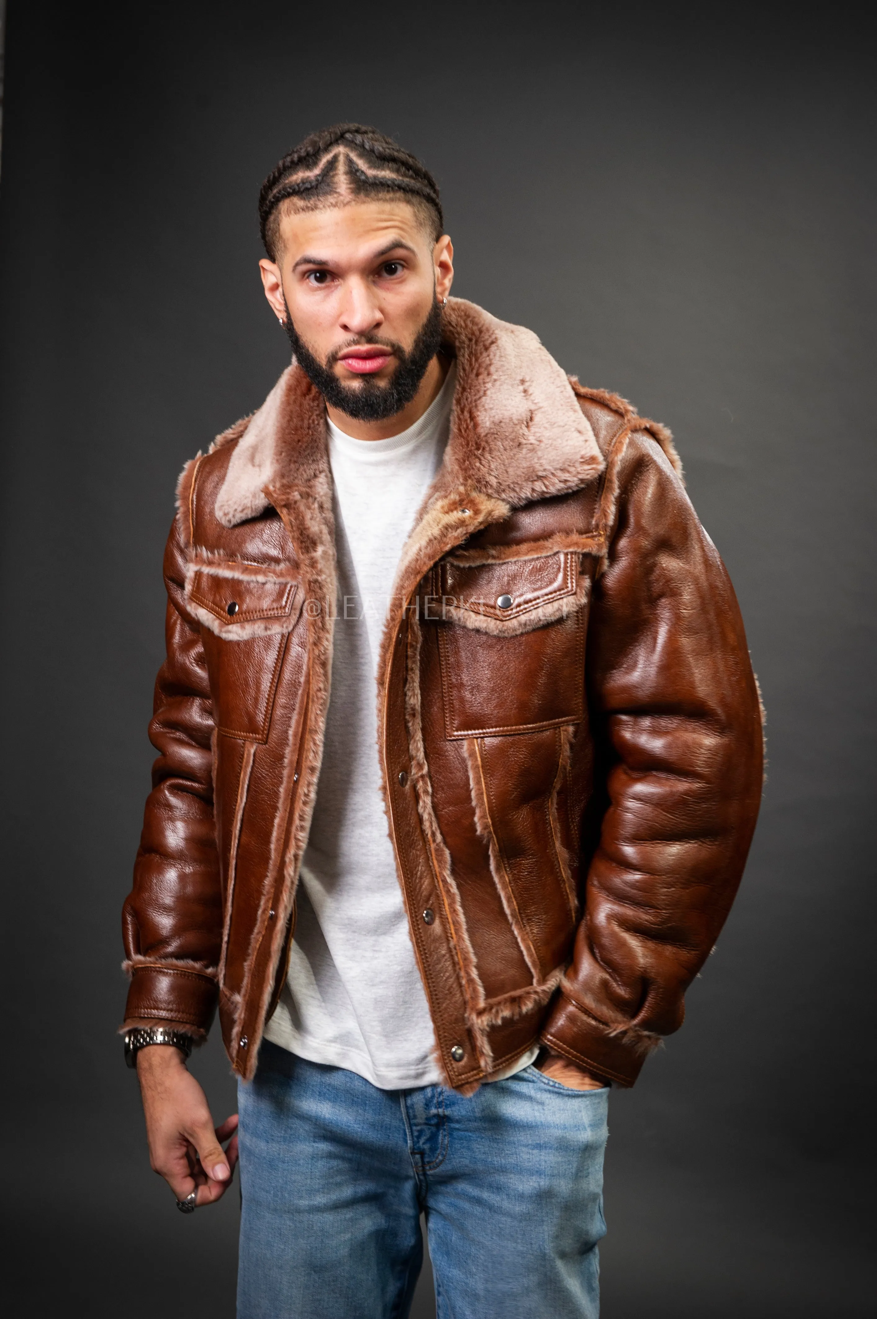 Men's Shepherd Shearling Jacket [Cognac]