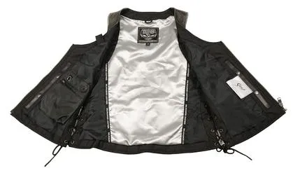 Milwaukee Leather MLL4531 Brown Women's Open Neck Side Lace Front Zipper Leather Vest