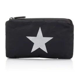 Mini Padded Zipper Pack in Black with Silver Star