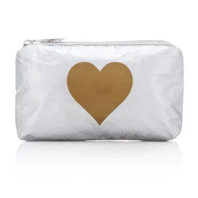 Mini Padded Zipper Pack in Silver with Gold Heart