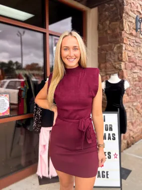 Mock Neck Power Shoulder Sweater Dress
