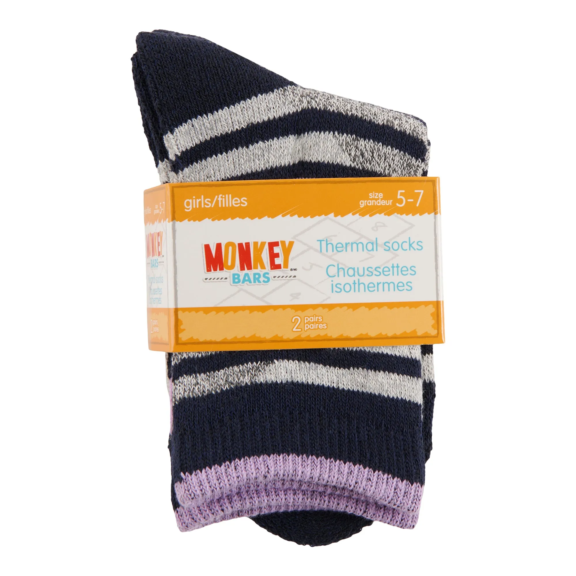 MONKEY BARS Toddler Girl's Thermal Socks, 2-Pack