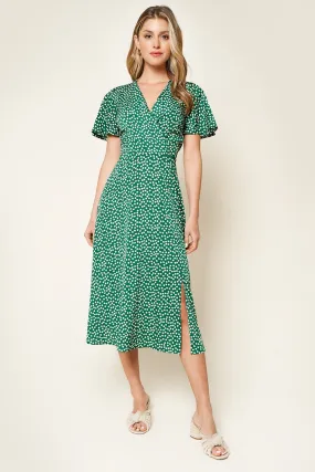 Mulberry Floral Faux Wrap Midi Dress