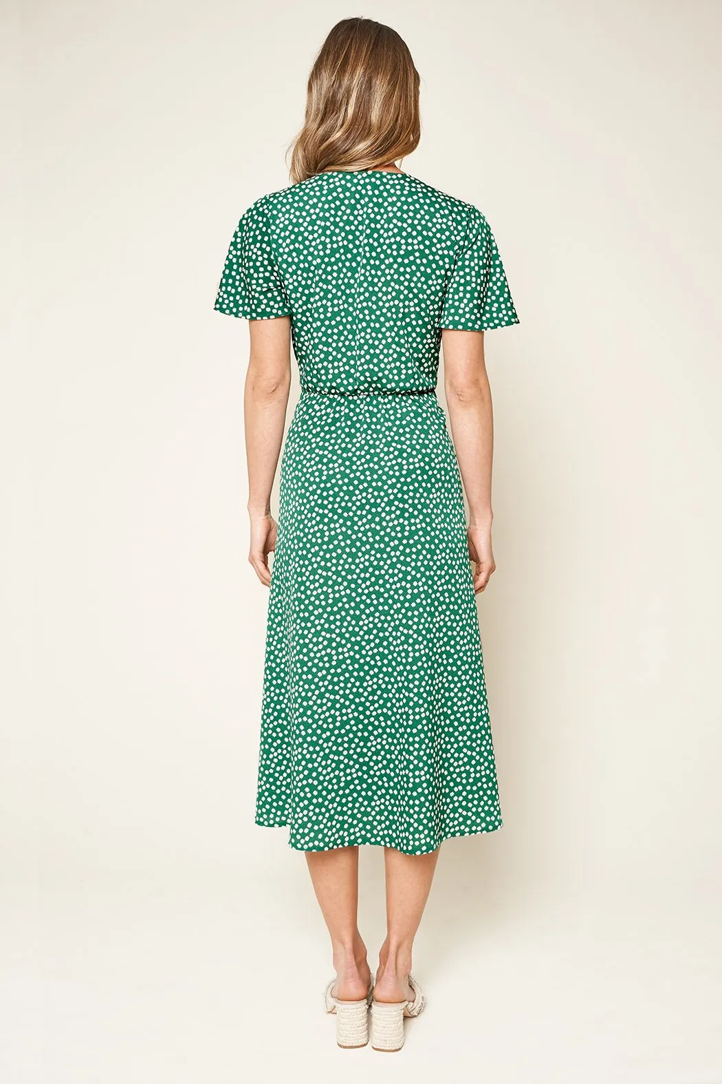 Mulberry Floral Faux Wrap Midi Dress