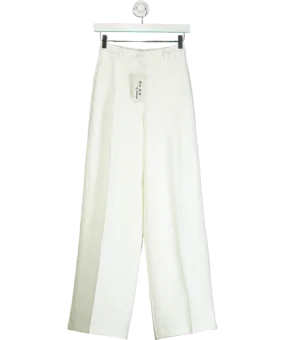 NA-KD White Pleat Detail Loose High Waist Pants UK 4