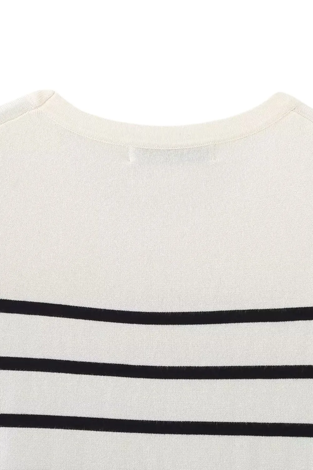‘Nataliya’ Stripe Short Sleeve Round Neck Basic Knit Sweater Top