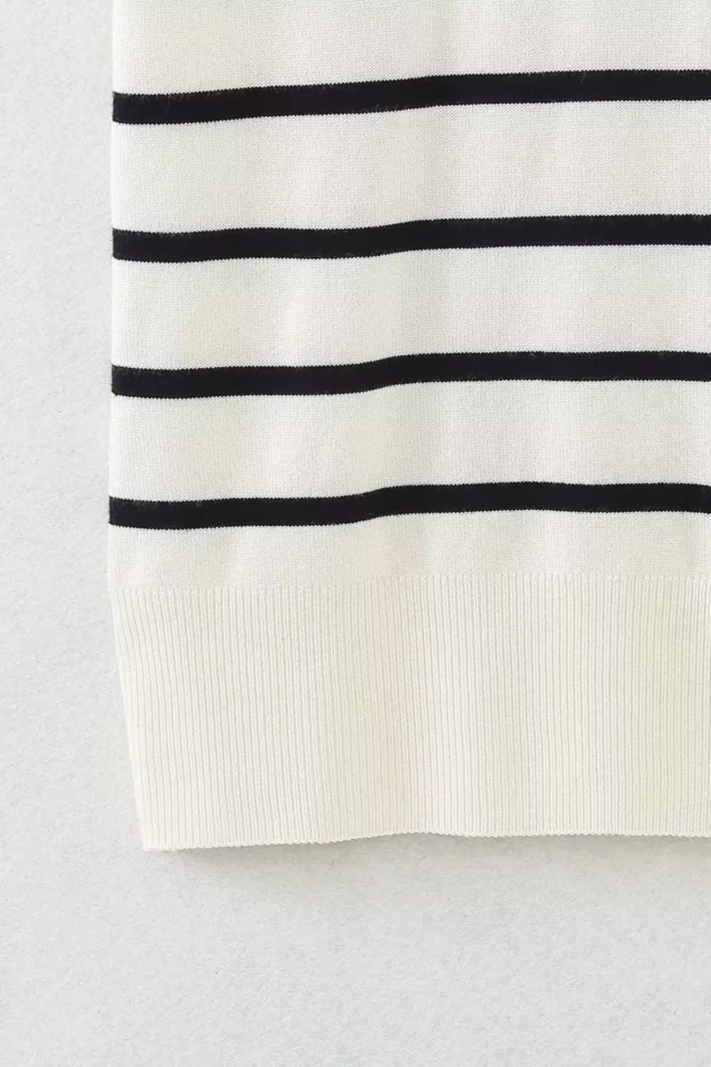 ‘Nataliya’ Stripe Short Sleeve Round Neck Basic Knit Sweater Top