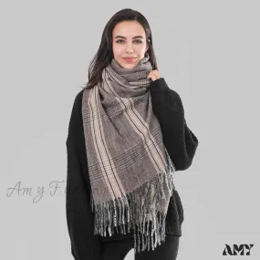 New Autumn Winter Tassel Fringe Plaid Retro Women's Scarf
