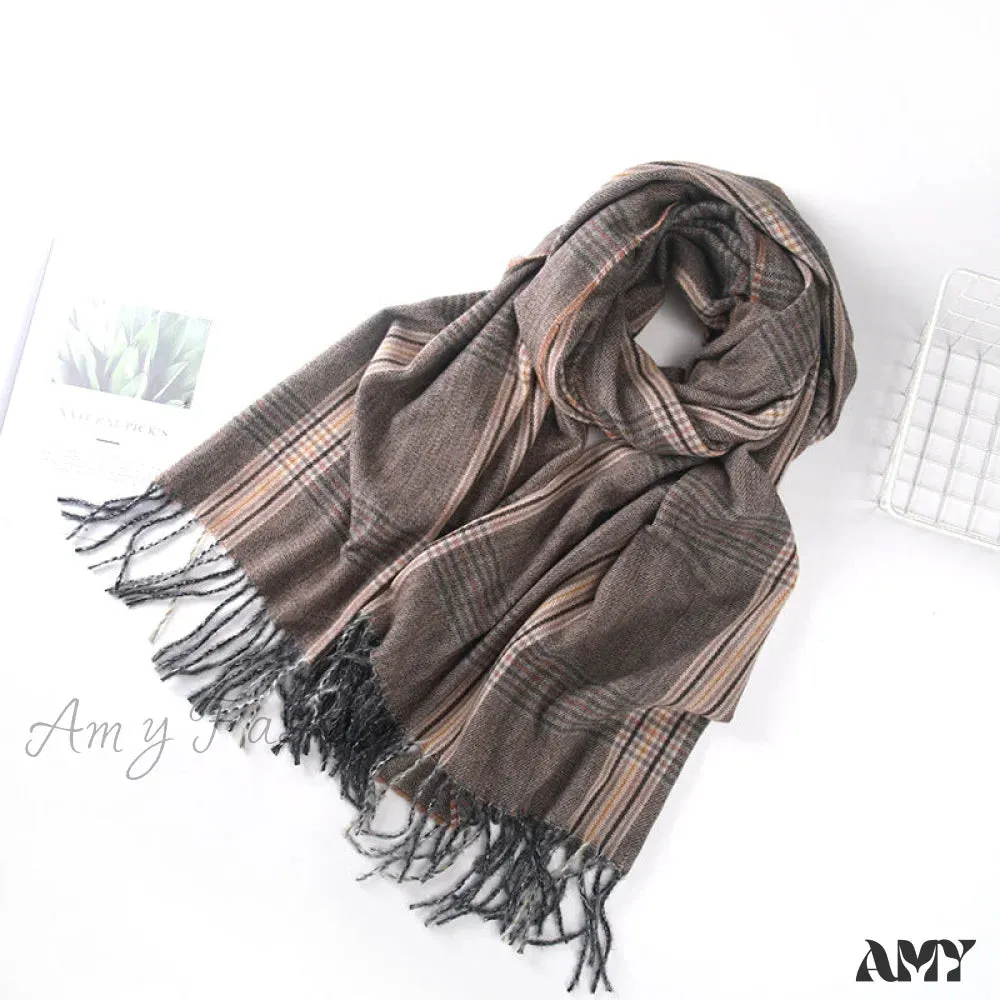 New Autumn Winter Tassel Fringe Plaid Retro Women's Scarf