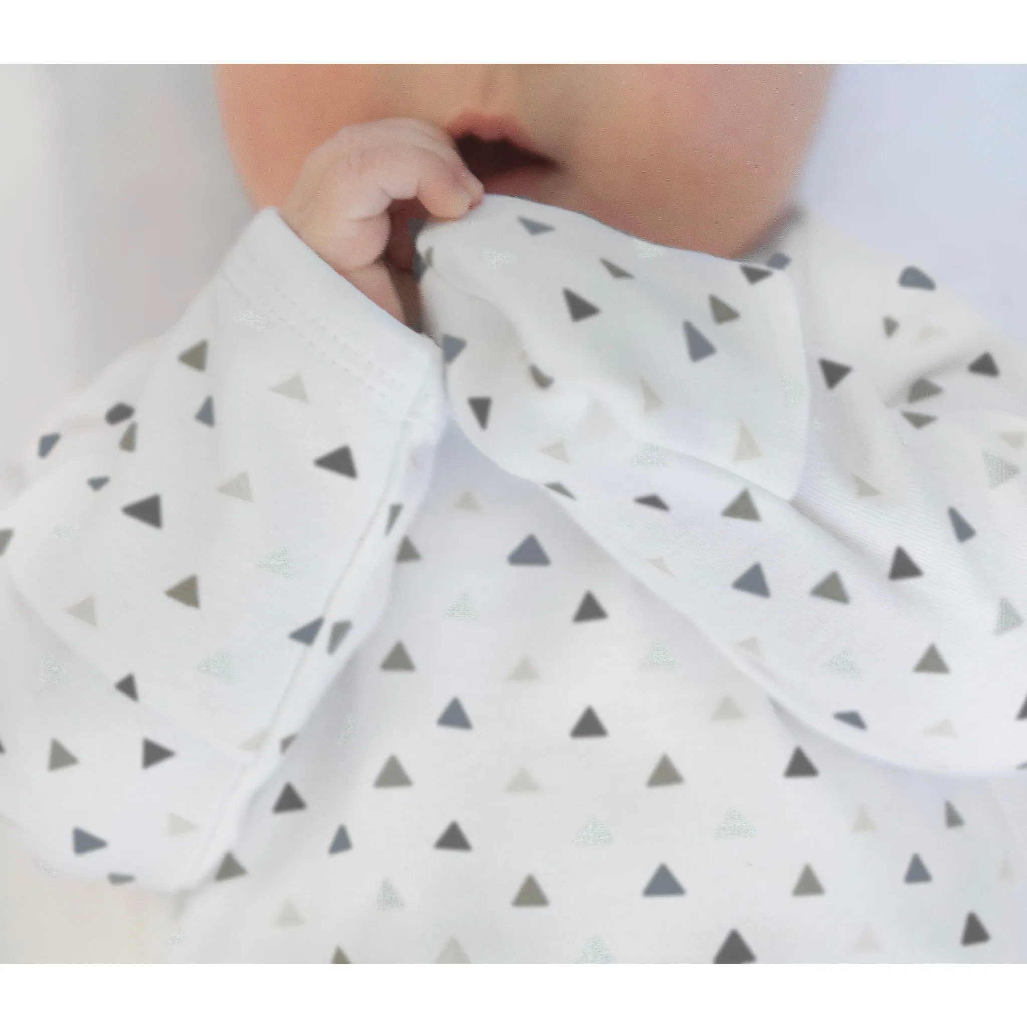 Pajama Gown and Hat Gift Set - Tiny Triangles Shimmer, Sterling