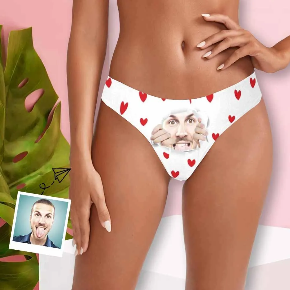 Personalized Face Underwear Custom Open Women's Classic Thongs Funny Lovers Lingerie Gift
