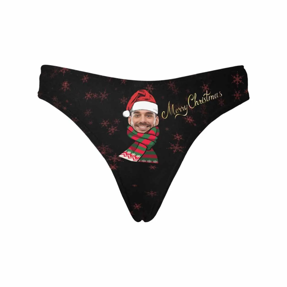 Personalized Face Underwear for Her Custom Christmas Hat Women's Classic Thongs Funny Lovers Gift