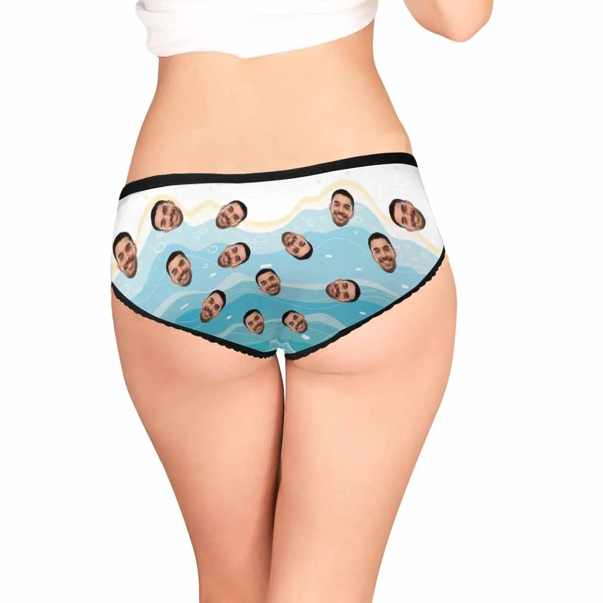 Personalized Face Women's Underwear Custom Water Surface Women's All Over Print High-cut Briefs