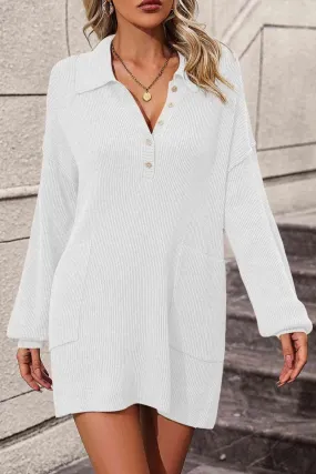 Plain Yet Comfy White Knit Sweater Dress